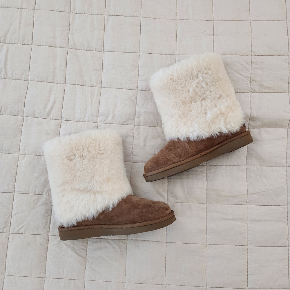 UGG Brown and Cream Fur Boots